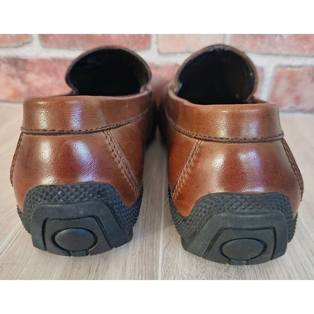 Kenneth Cole Reaction Men's Loafers Size 8.5 Brown Leather Dress Shoes Spin Off